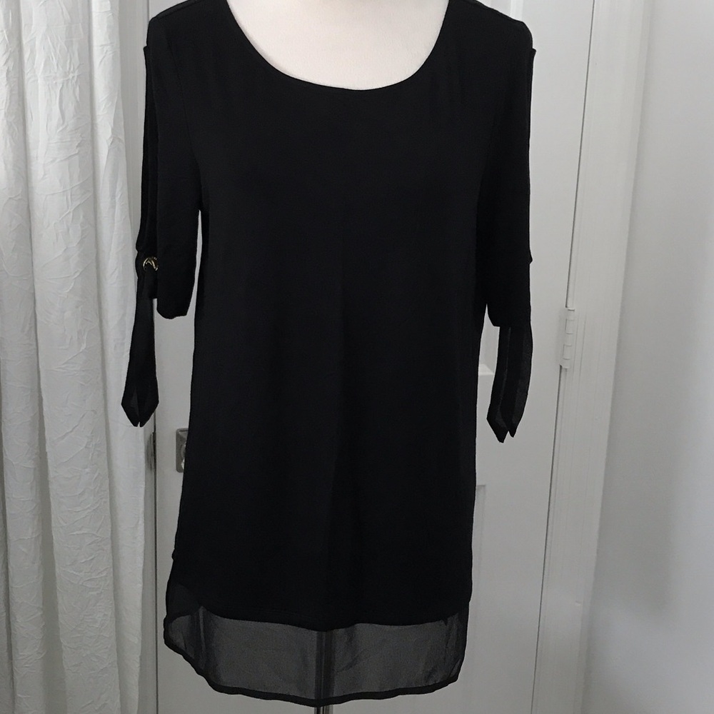 Ellen Tracy Black Tunic with Sheer Details